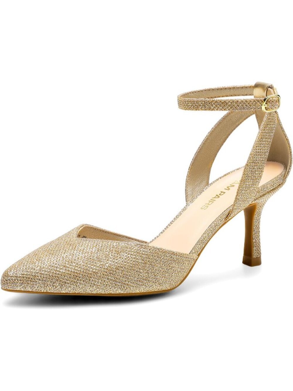 DREAM PAIRS Women's Gold Kitten Heels Pumps Closed Pointed Toe Comfortable Shoe